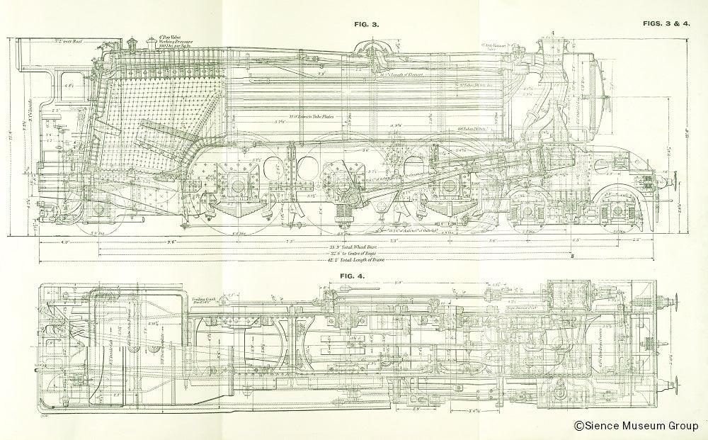 National Railway Museum Flying Scotsman Blueprint T-Shirt - Image 6