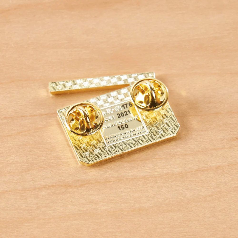 Clapperboard Pin Badge - Gold-plated Brass - Image 2