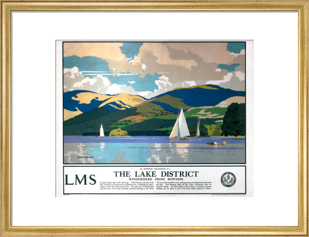 'The Lake District - Windermere from Bowness', LMS poster, 1923-1947. - Image 15