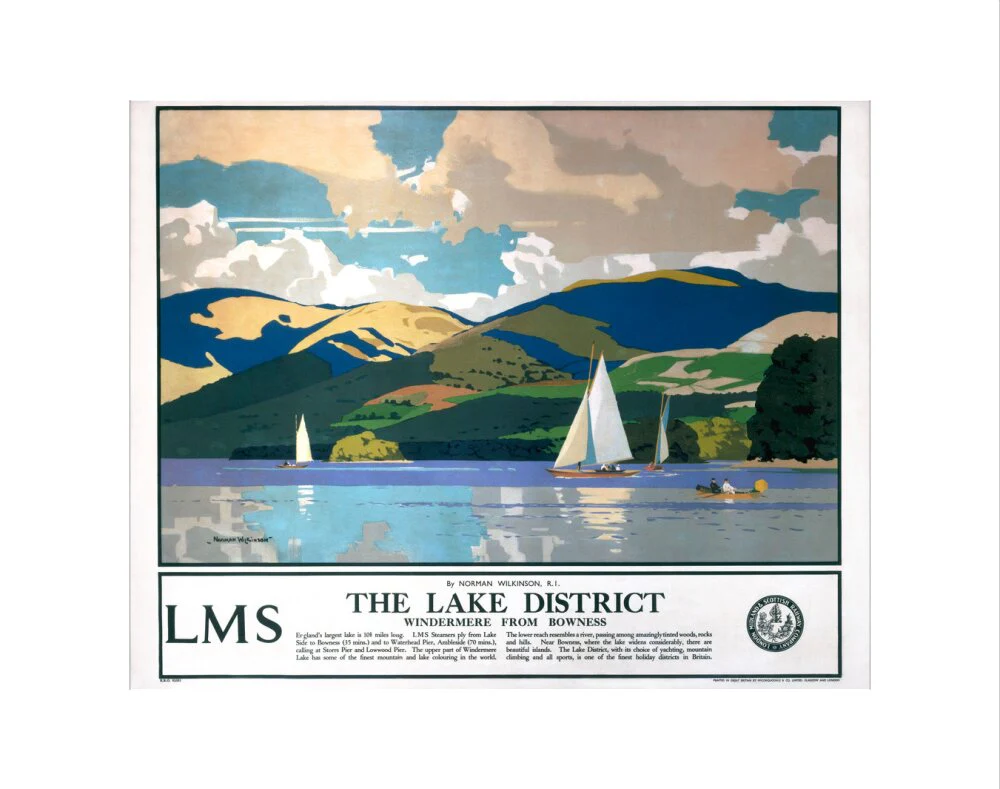 'The Lake District - Windermere from Bowness', LMS poster, 1923-1947. - Image 2