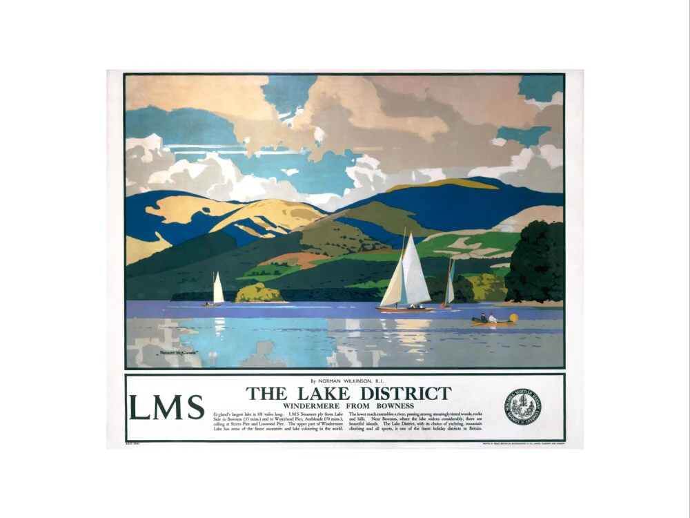 'The Lake District - Windermere from Bowness', LMS poster, 1923-1947. - Image 50