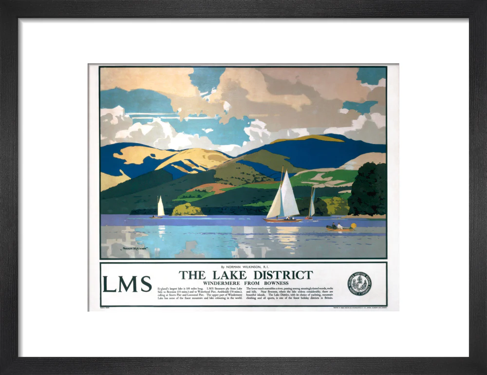 'The Lake District - Windermere from Bowness', LMS poster, 1923-1947. - Image 8