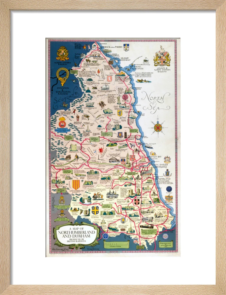 Map of Northumberland and Durham, BR (NER) poster, 1949. - Image 11