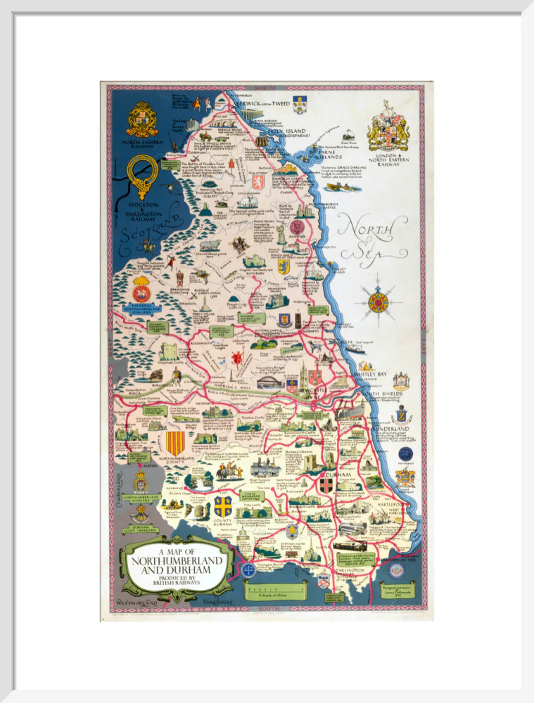 Map of Northumberland and Durham, BR (NER) poster, 1949. - Image 19