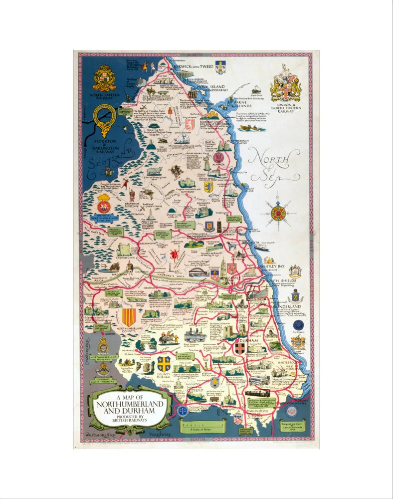 Map of Northumberland and Durham, BR (NER) poster, 1949. - Image 2