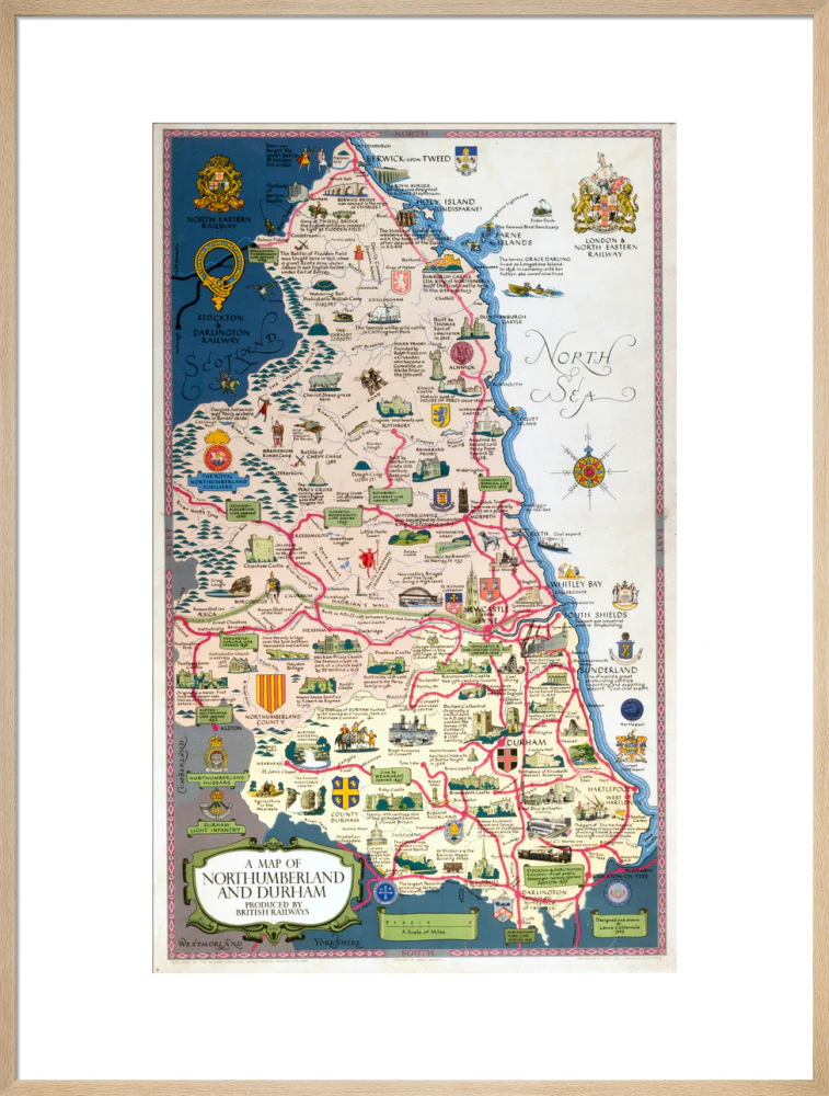 Map of Northumberland and Durham, BR (NER) poster, 1949. - Image 26
