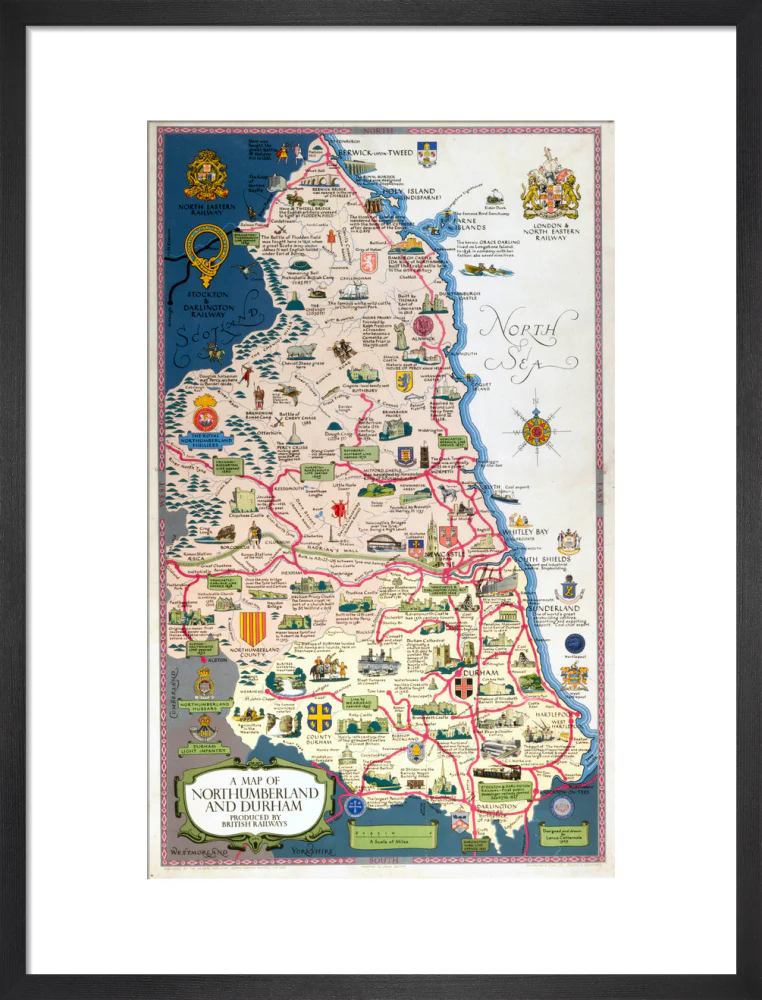 Map of Northumberland and Durham, BR (NER) poster, 1949. - Image 46