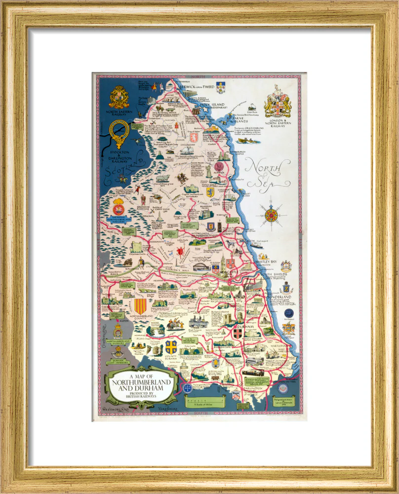 Map of Northumberland and Durham, BR (NER) poster, 1949. - Image 5
