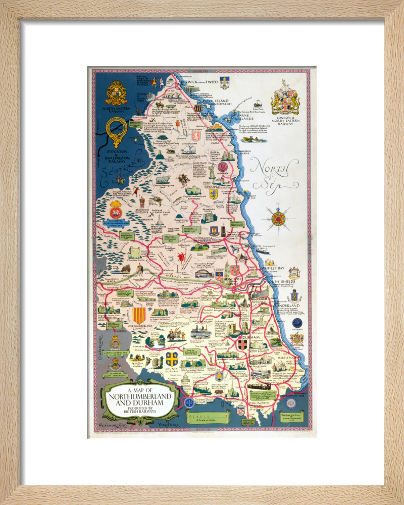 Map of Northumberland and Durham, BR (NER) poster, 1949. - Image 6