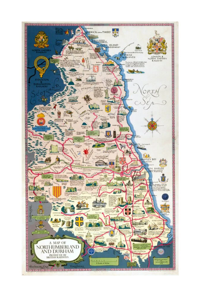 Map of Northumberland and Durham, BR (NER) poster, 1949. - Image 62