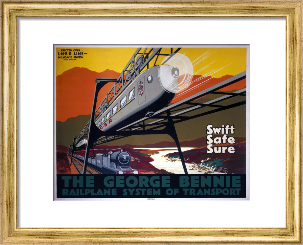 'The George Bennie Railplane', LNER poster, 1929. - Image 5