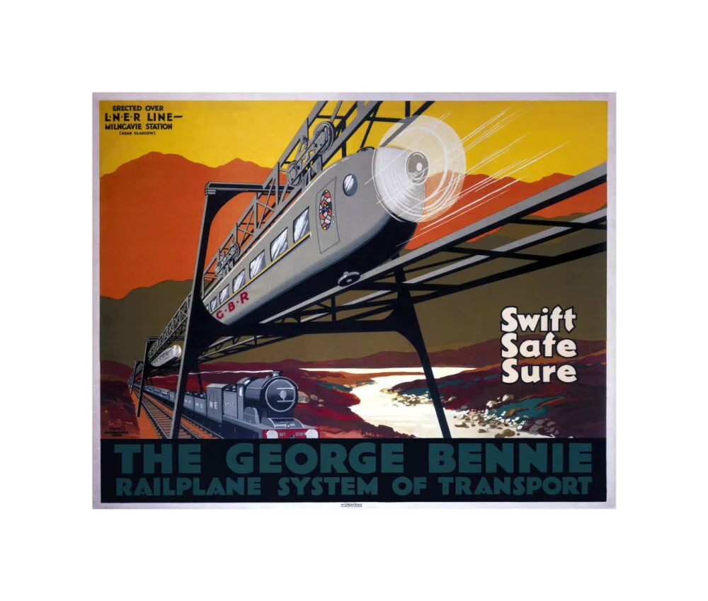 'The George Bennie Railplane', LNER poster, 1929. - Image 60