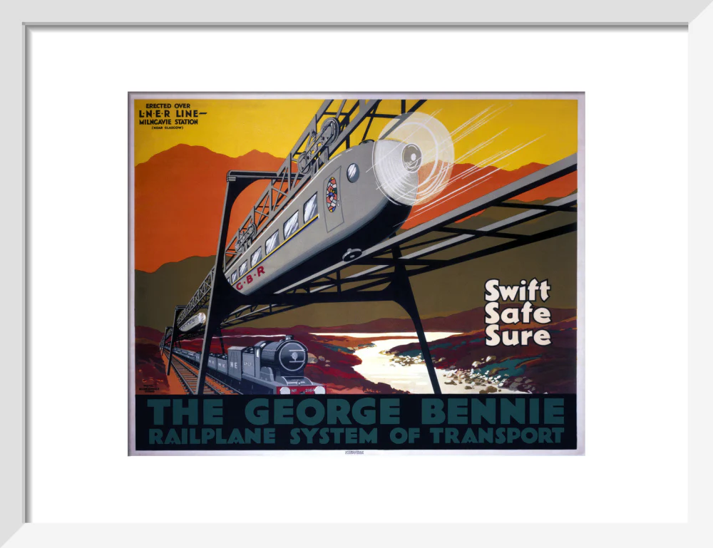 'The George Bennie Railplane', LNER poster, 1929. - Image 9