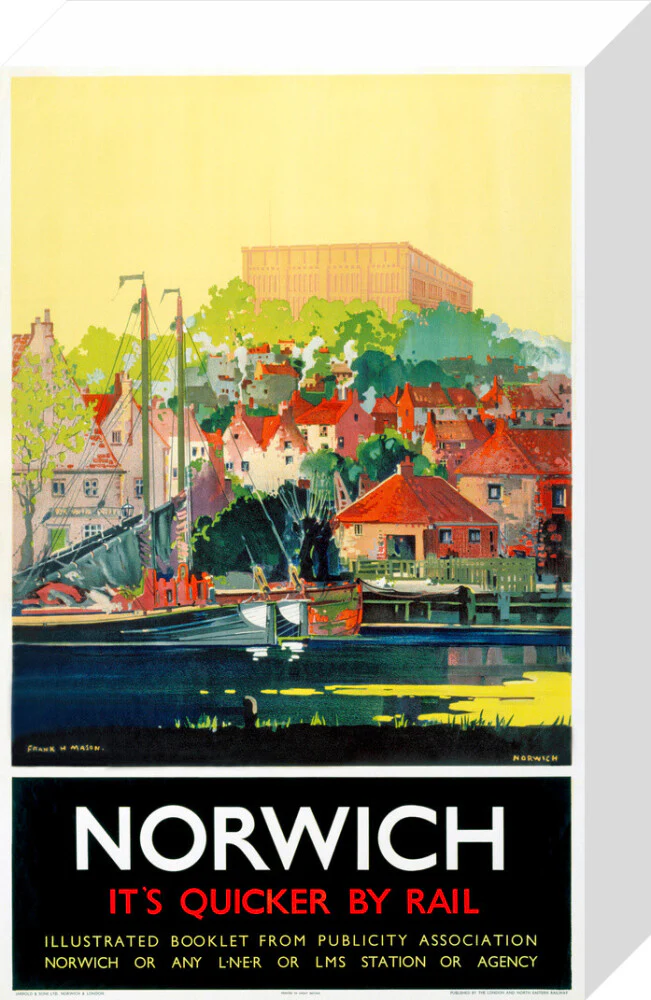 'Norwich - It's Quicker by Rail', LNER poster, 1930s. - Image 31