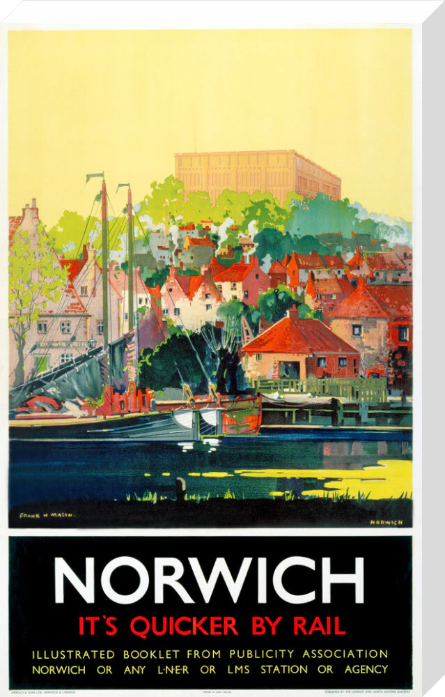 'Norwich - It's Quicker by Rail', LNER poster, 1930s. - Image 33