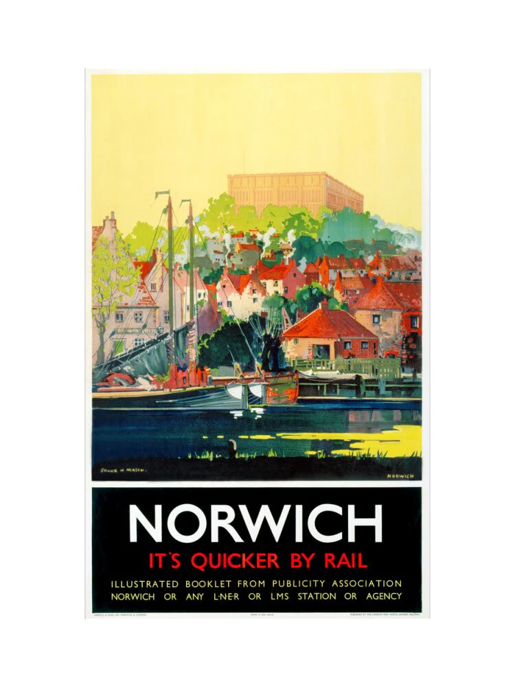 'Norwich - It's Quicker by Rail', LNER poster, 1930s. - Image 40
