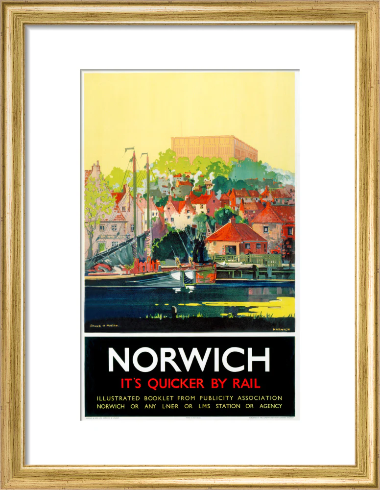 'Norwich - It's Quicker by Rail', LNER poster, 1930s. - Image 43