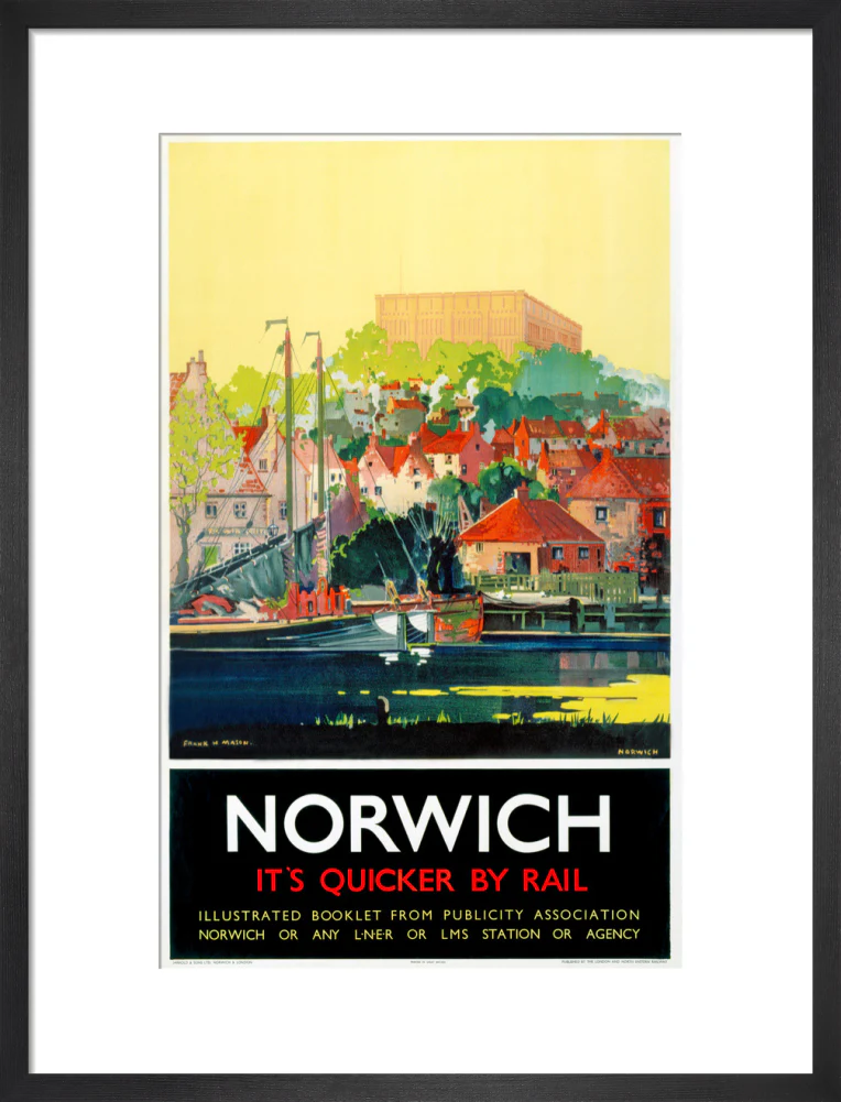 'Norwich - It's Quicker by Rail', LNER poster, 1930s. - Image 46