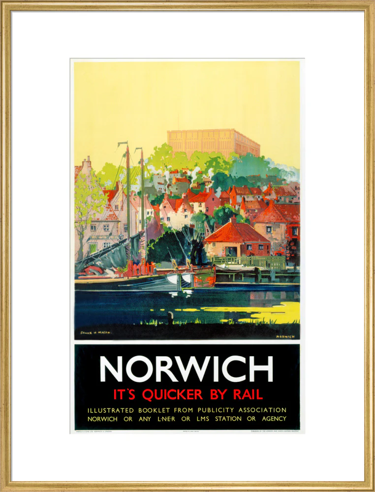 'Norwich - It's Quicker by Rail', LNER poster, 1930s. - Image 58