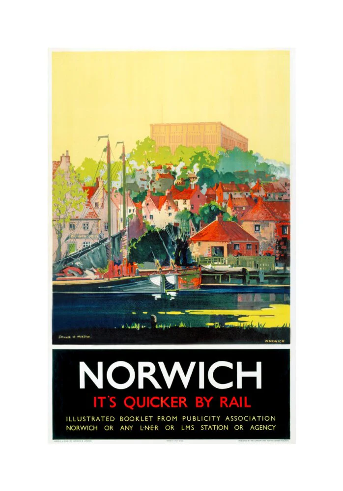 'Norwich - It's Quicker by Rail', LNER poster, 1930s. - Image 61