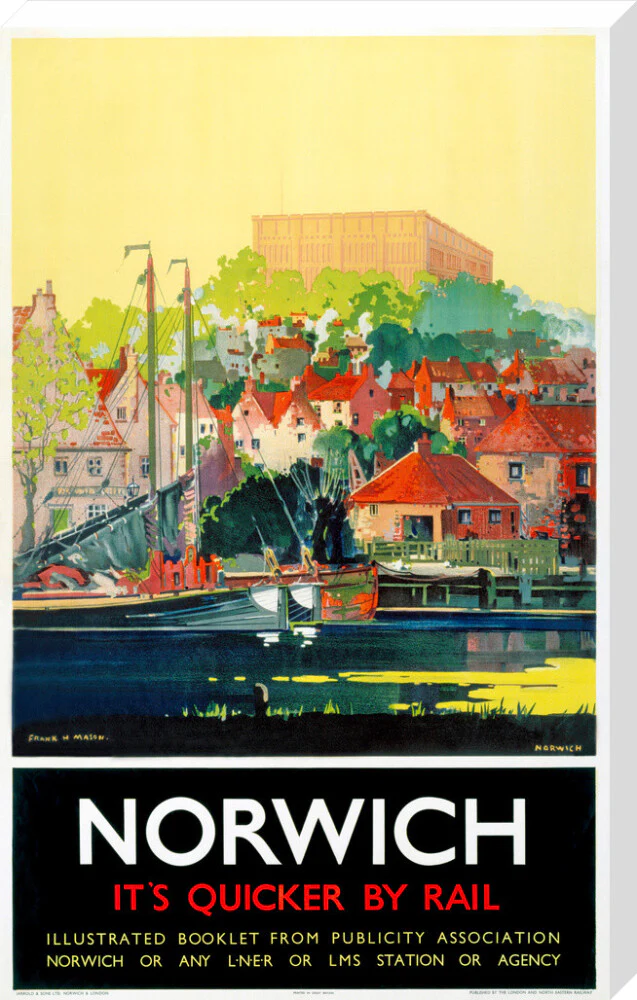 'Norwich - It's Quicker by Rail', LNER poster, 1930s. - Image 67
