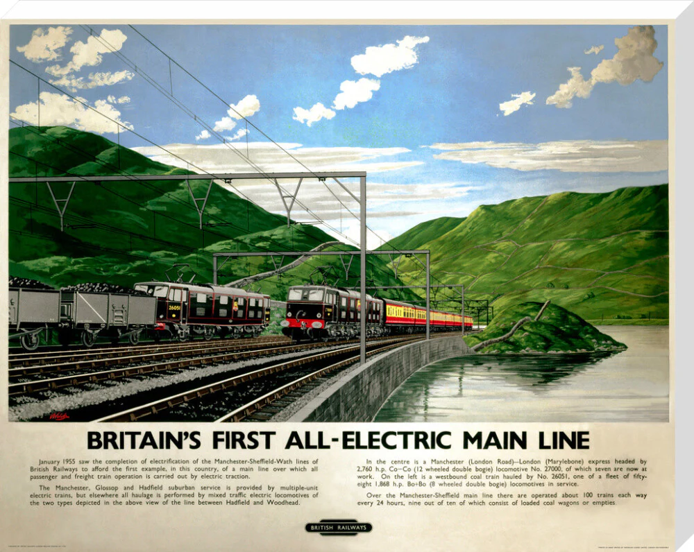 'Britain's First All-Electric Main Line', BR poster, 1955. - Image 100