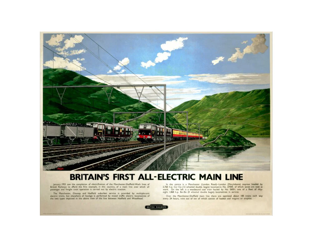 'Britain's First All-Electric Main Line', BR poster, 1955. - Image 68