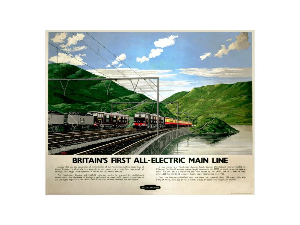 'Britain's First All-Electric Main Line', BR poster, 1955. - Image 78