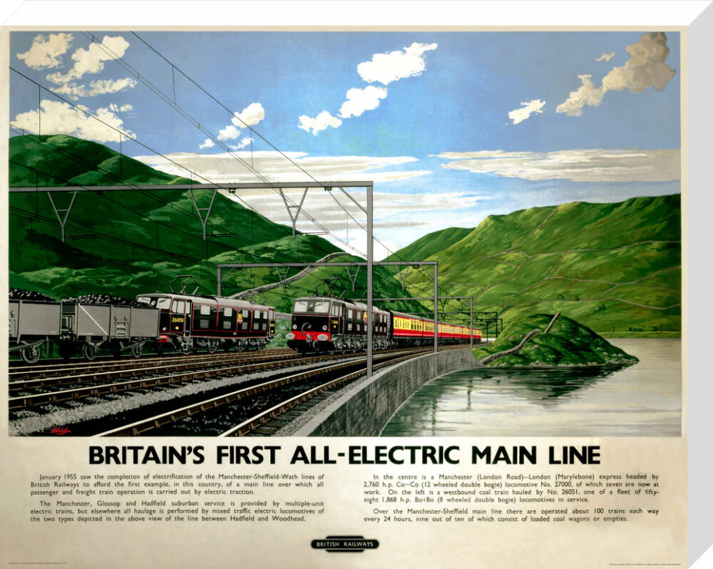 'Britain's First All-Electric Main Line', BR poster, 1955. - Image 99