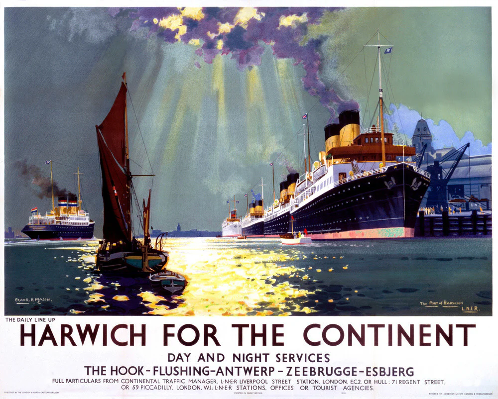 'Harwich for the Continent', LNER poster, 1940.