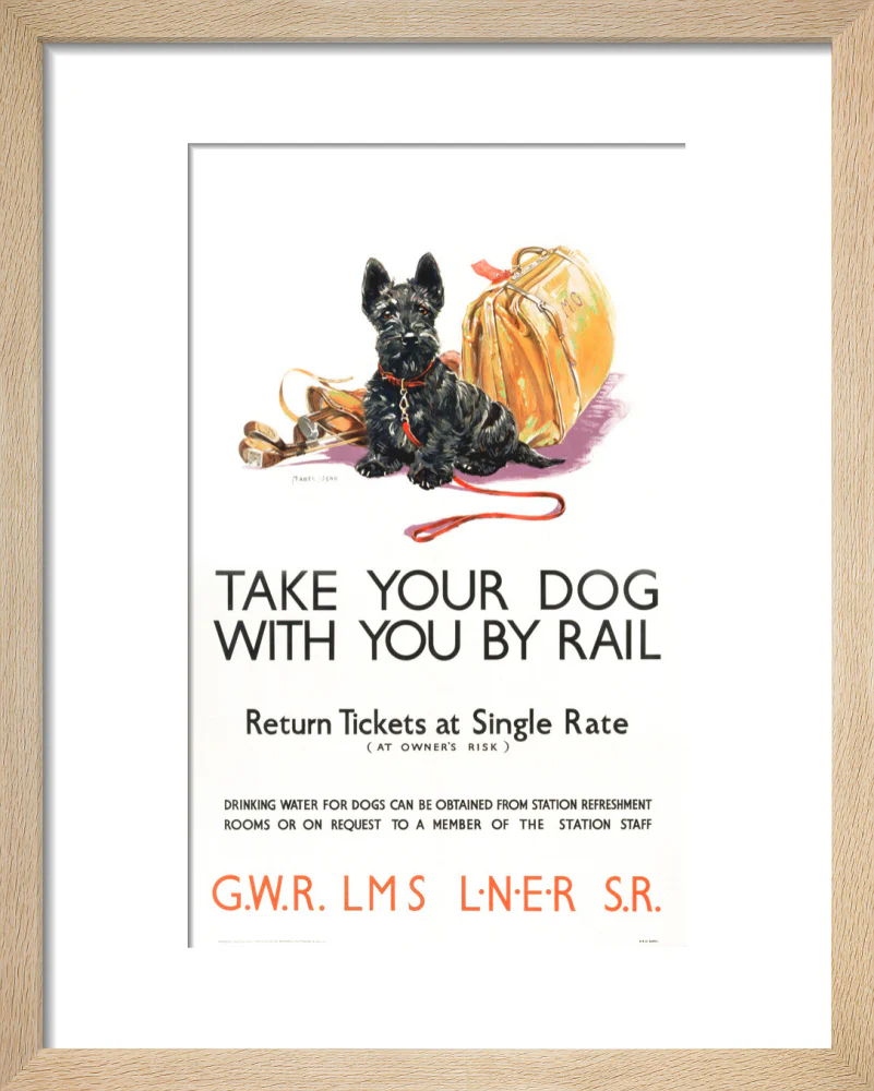 'Take Your Dog', GWR/LMS/LNER/SR poster, c 1935. - Image 6