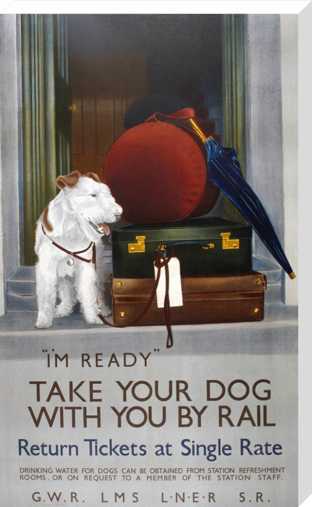 'Take your Dog with you by Rail', GWR/LMS/LNER/SR poster, 1923-1947. - Image 67