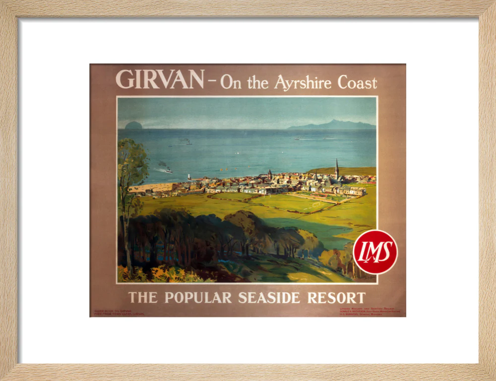 'Girvan, the popular seaside resort', LMS poster, c 1950s. - Image 44