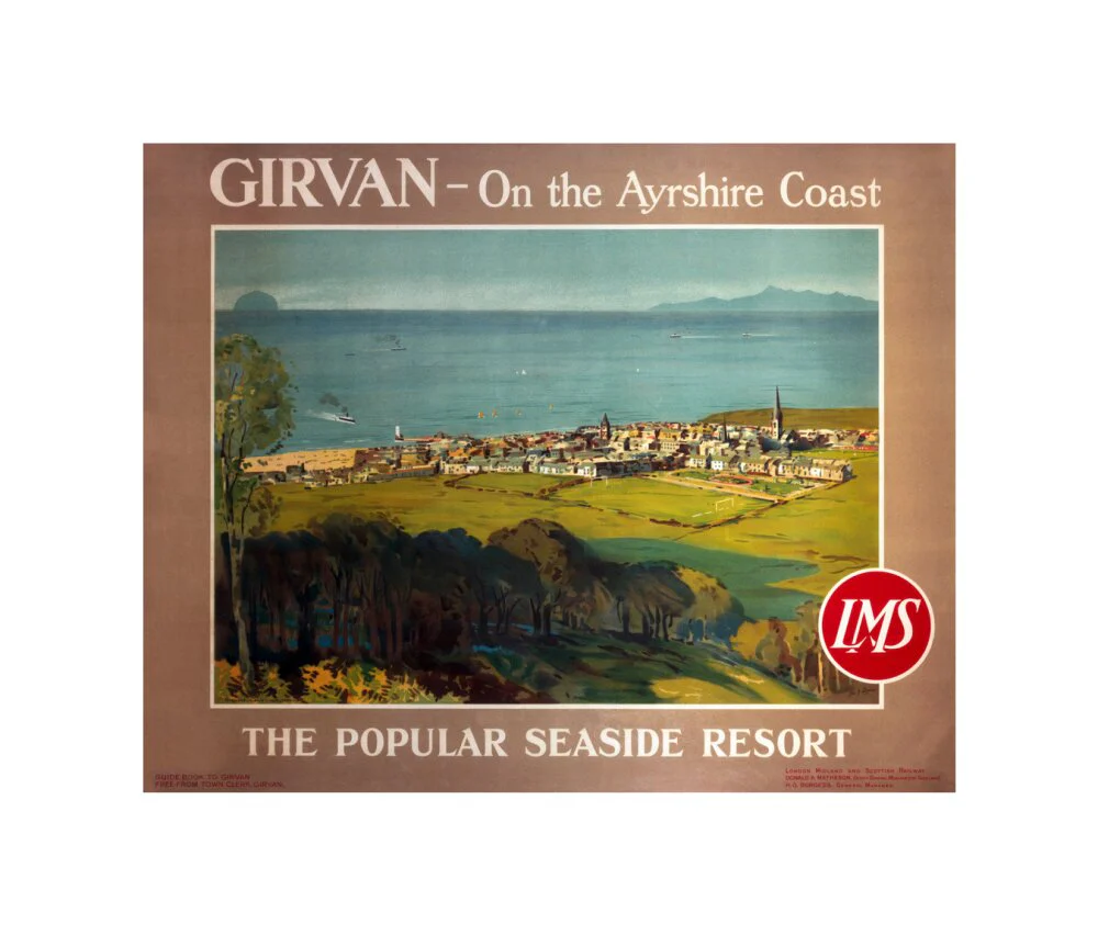 'Girvan, the popular seaside resort', LMS poster, c 1950s. - Image 60