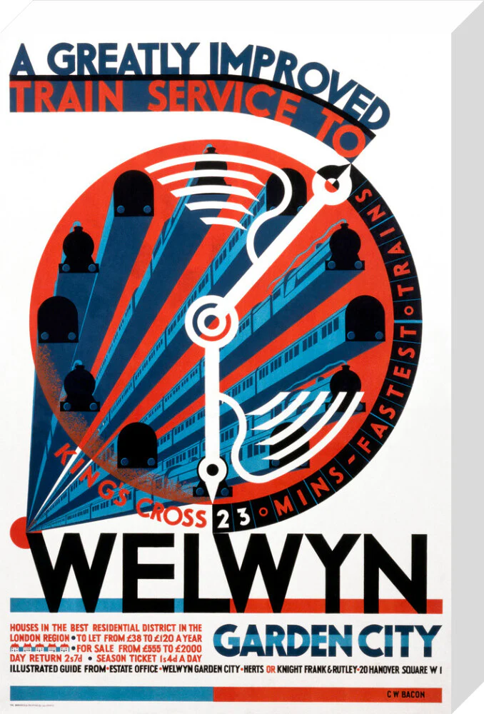 'Welwyn Garden City', railway poster, c 1930s. - Image 32