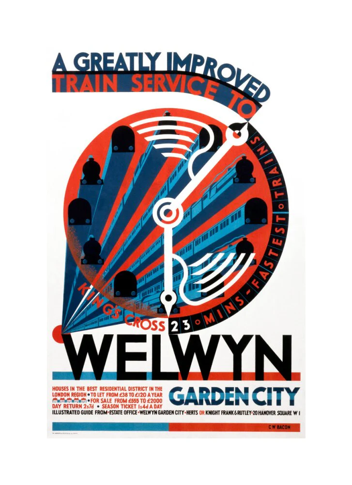 'Welwyn Garden City', railway poster, c 1930s. - Image 75