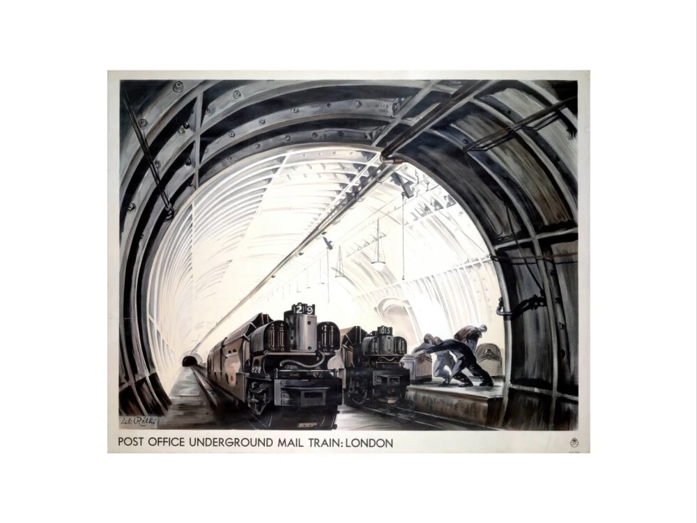 'Post Office Underground Mail Train: London', GPO poster, c 1950s. - Image 12