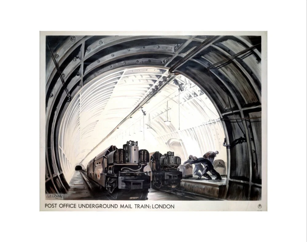 'Post Office Underground Mail Train: London', GPO poster, c 1950s. - Image 2