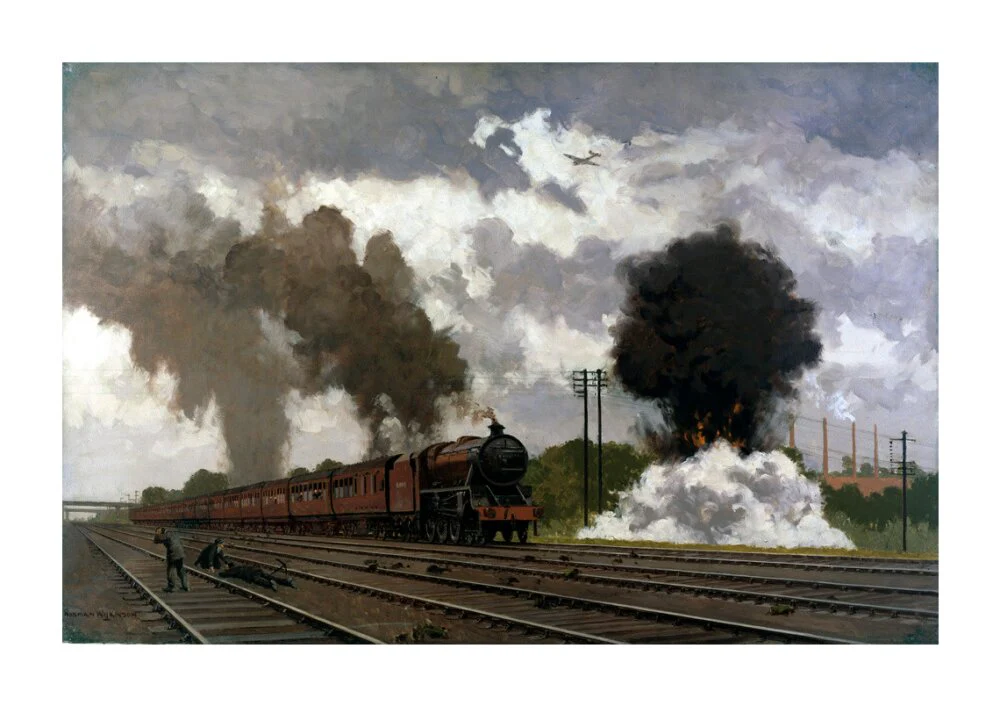 The London Midland Scottish express train being bombed, October 1940. - Image 63