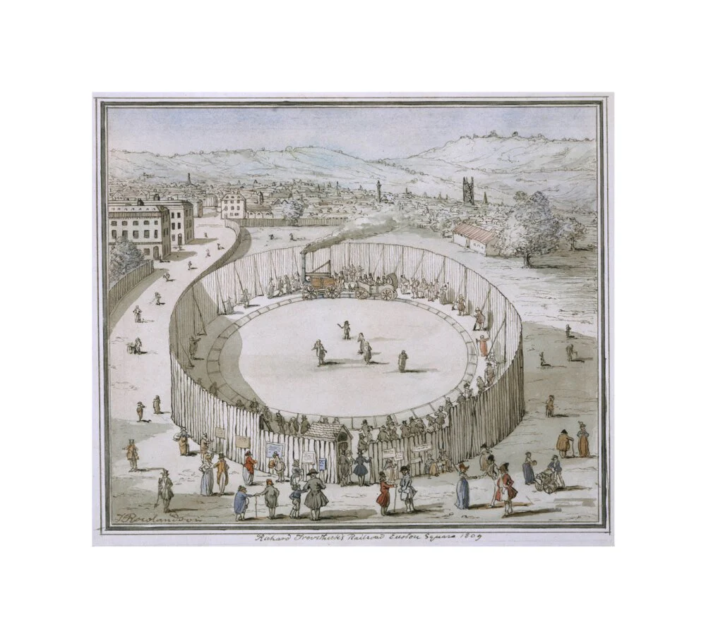 'Richard Trevithick's Railroad, Euston Square, 1809', 1808. - Image 27