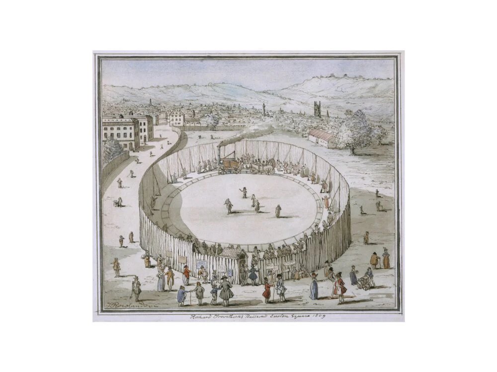 'Richard Trevithick's Railroad, Euston Square, 1809', 1808. - Image 50