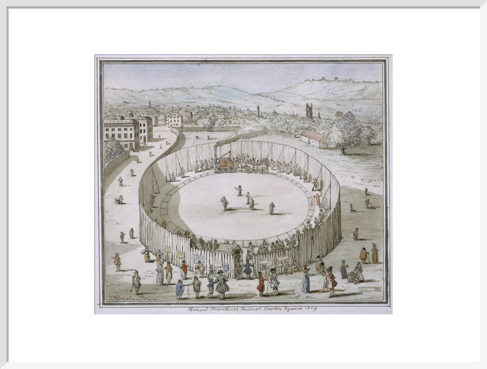 'Richard Trevithick's Railroad, Euston Square, 1809', 1808. - Image 57
