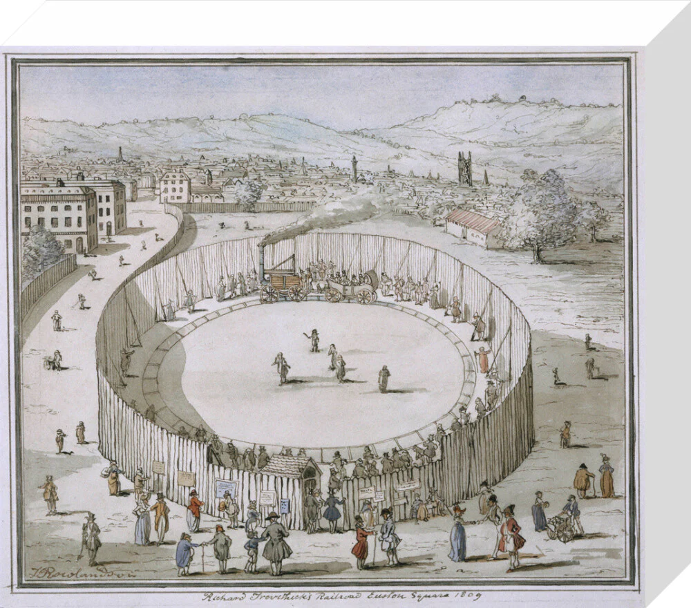 'Richard Trevithick's Railroad, Euston Square, 1809', 1808. - Image 64