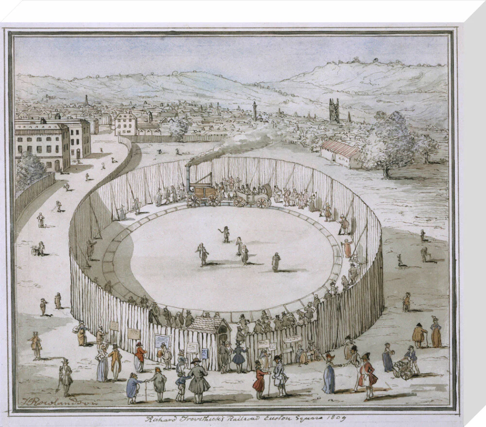 'Richard Trevithick's Railroad, Euston Square, 1809', 1808. - Image 65