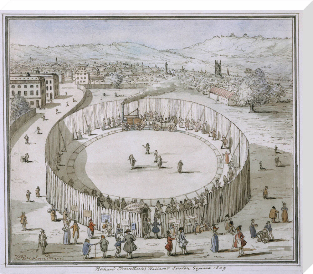 'Richard Trevithick's Railroad, Euston Square, 1809', 1808. - Image 66