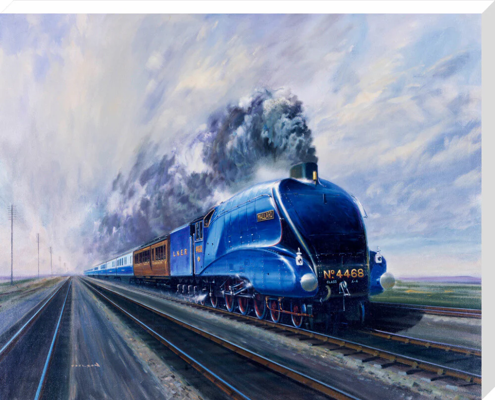 'Mallard' steam locomotive hauling carriages at speed, c 1938. - Image 34