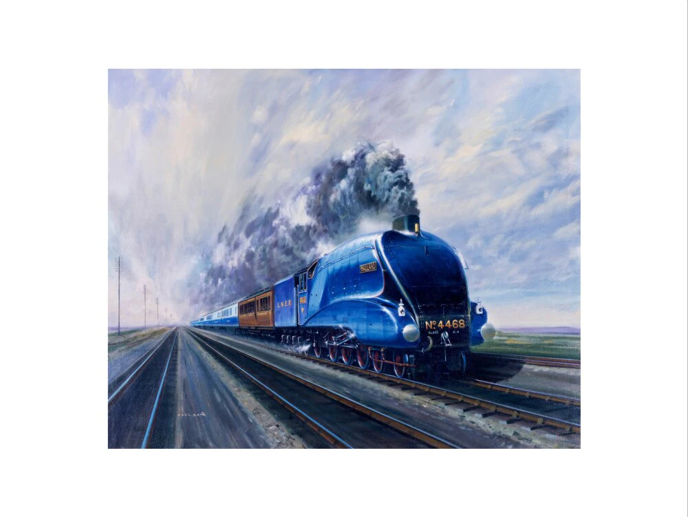 'Mallard' steam locomotive hauling carriages at speed, c 1938. - Image 7
