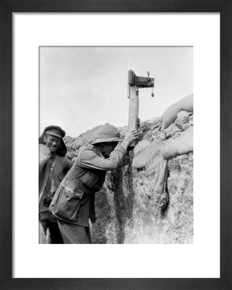 Soldier taking a photograph with a camera attached to a periscope, c 1915. - Image 3