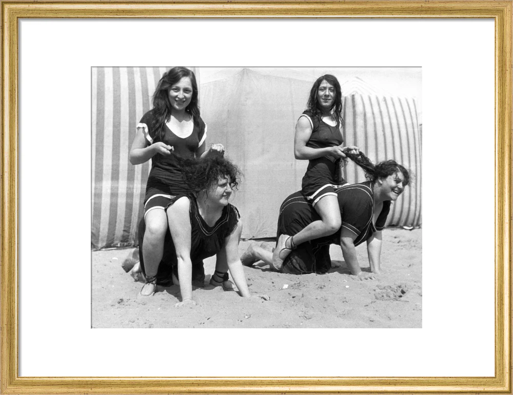 Horseplay on the beach, c 1920s. - Image 15
