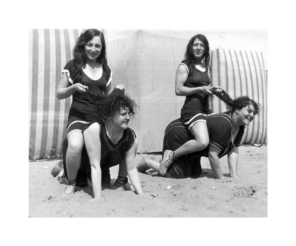 Horseplay on the beach, c 1920s. - Image 28